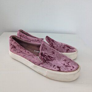 American Eagle Pink Velvet Slip Ons, 7